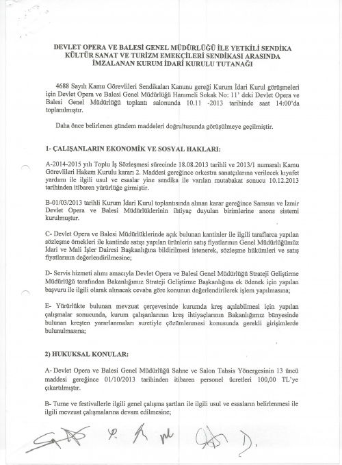 DEVLET OPERA VE BALESİ GENEL M&Uuml;D&Uuml;RL&Uuml;Ğ&Uuml; 2013 YILI 2.D&Ouml;NEM KURUM İDARİ KURUL...