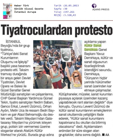 TİYATROCULARDAN PROTESTO