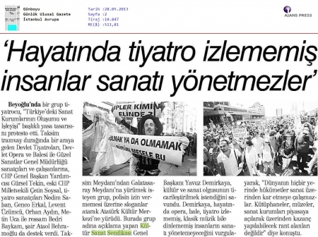HAYATINDA TİYATRO İZLEMEMİŞ İNSANLAR, SANATI Y&Ouml;NETEMEZ