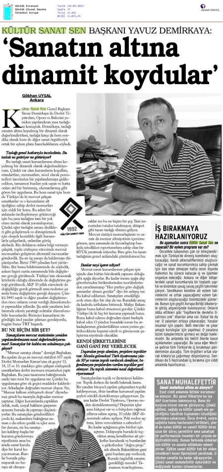 SANATIN ALTINA DİNAMİT KOYDULAR