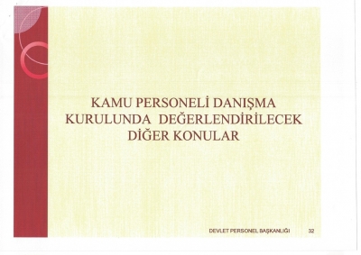 KAMU PERSONELİ DANIŞMA KURULUNDA DEĞERLENDİRİLECEK DİĞER KONULAR
