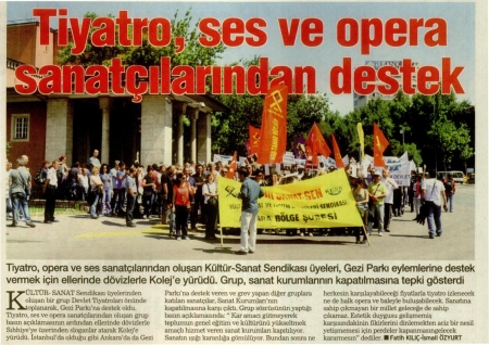 TİYATRO, SES VE OPERA SANAT&Ccedil;ILARINDAN DESTEK