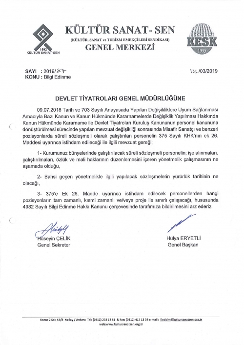 BİLGİ EDİNME TALEBİ...