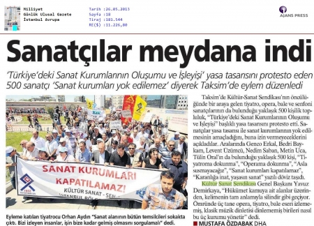 SANAT&Ccedil;ILAR MEYDANA İNDİ