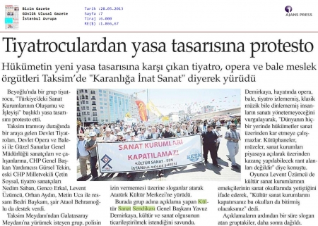TİYATROCULARDAN YASA TASARISINA PROTESTO
