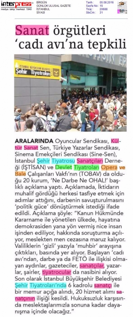 05.08.2016 Birgün Gazetesi